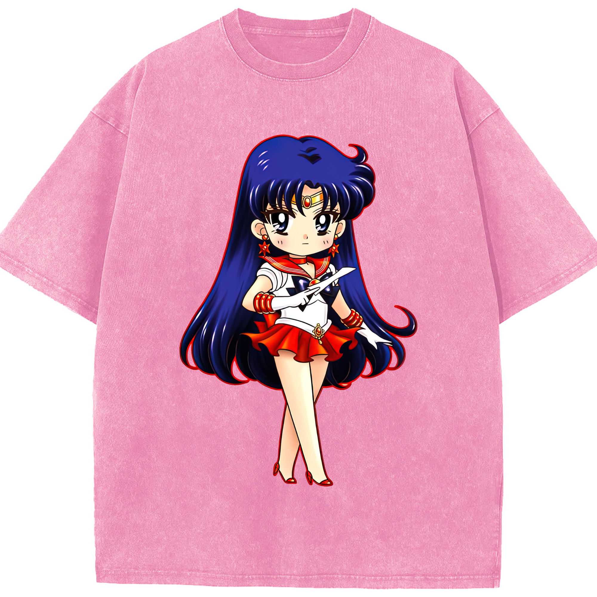（画像用） 美少女戦士セーラームーン 火野レイ ひの レイ Sailor Moon Hino Rei （セーラーマーズ,Sailor Mars） 綿100% ヴィンテージ風 半袖Tシャツ（フロントプリント）